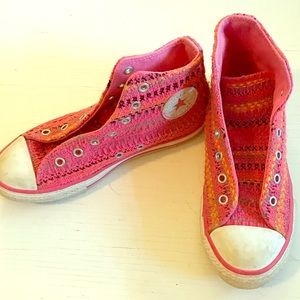 Converse pink woven no laces